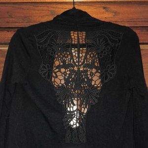 Kimchi Blue Lace Back Black Cardigan Size L